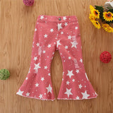Stuff for Summer,Toddler Kids Baby Girls Star Printing High Waist Denim Bell Bottoms Jeans Fashion New