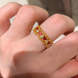 Women's Fashion Retro Drip Glazed Crown Ring
